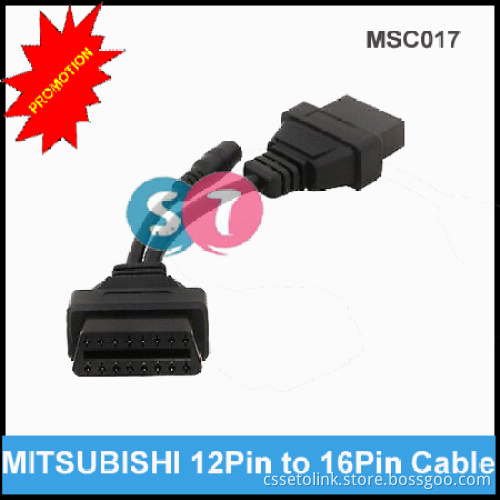 12 Pin to OBD OBDII 16 Pin Cable for Mitsubishi Diagnostic Adapter Cable Male to Female Extension Cable
